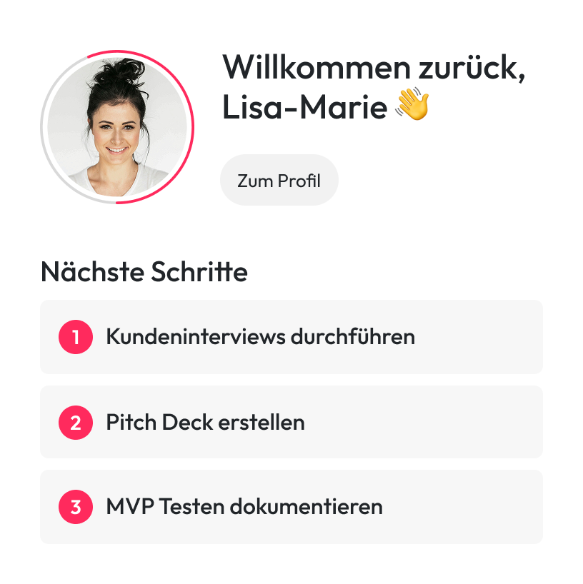 Eine Illustration zeigt die nächsten Schritte bei Funding Ready.