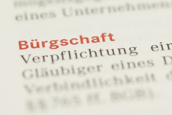 Bürgschaft als Überschrift in einer Zeitung
