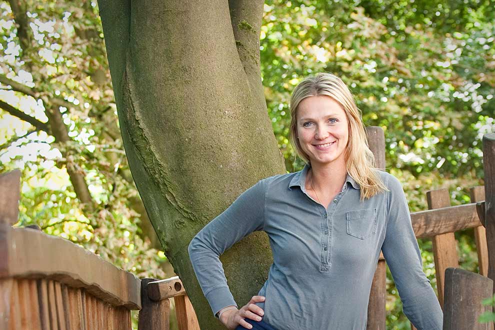 Kati Schwendtke auf dem Spielplatz ihrer Kita Nordvind