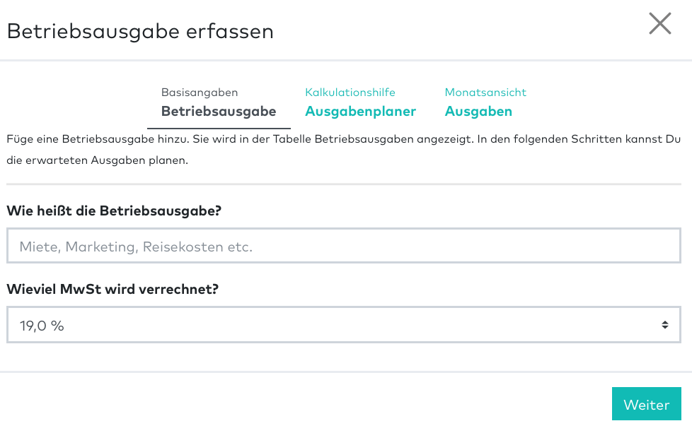 Screenshot Betriebsausgaben 1