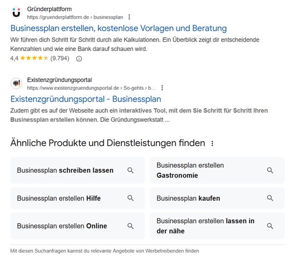 Suchergenisse auf google.de