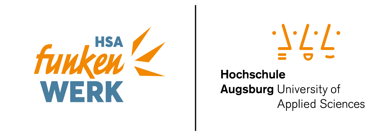 Logo Hochschule für angewandte Wissenschaften Augsburg, Referat Existenzgründung|HSA_funkenwerk